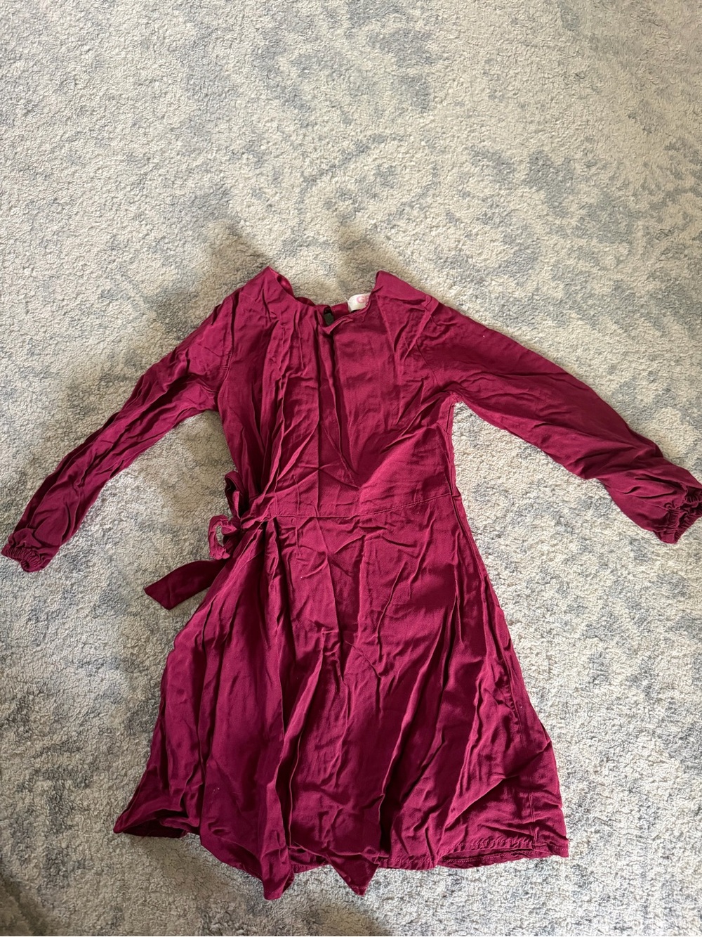 GB girls Deep Burgundy Long-Sleeve Wrap Dress